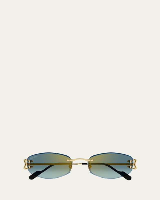 Gradient Metal Rectangle Sunglasses